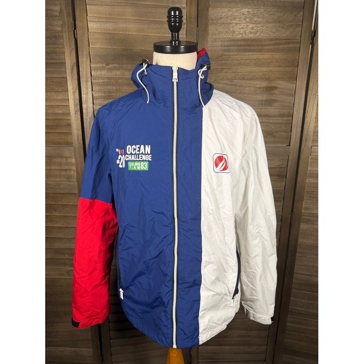 Nautica Ocean Challenge Sailing Team 83 Windbreaker Jacket Blue White Red Mens L image 3