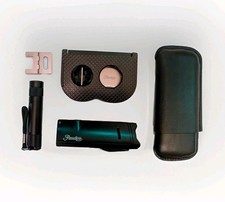 Zigarren-Geschenkset schwarz, 5-tlg Feuerzeug, Etui, Zigarrenschneider Drawpoker