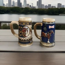 VTG Lot Of 2 Budweiser Mugs Clydesdales Stein Anheuser-Busch Ceramarte
