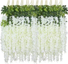 Fake Hanging Flowers - 12 Pieces 3.75 Feet/Piece Artificial Wisteria Vine Rat...