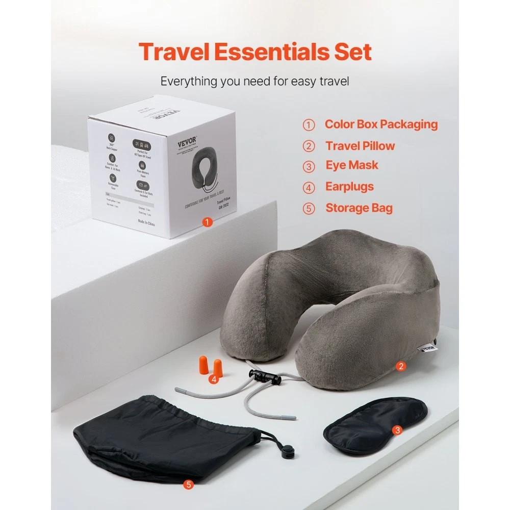 Travel Pillow U-Shaped Memory Foam Neck Pillow for Travel Dark Gray Travel Pillow U-Shaped Memory Foam Neck Pillow for Travel Dark Gray