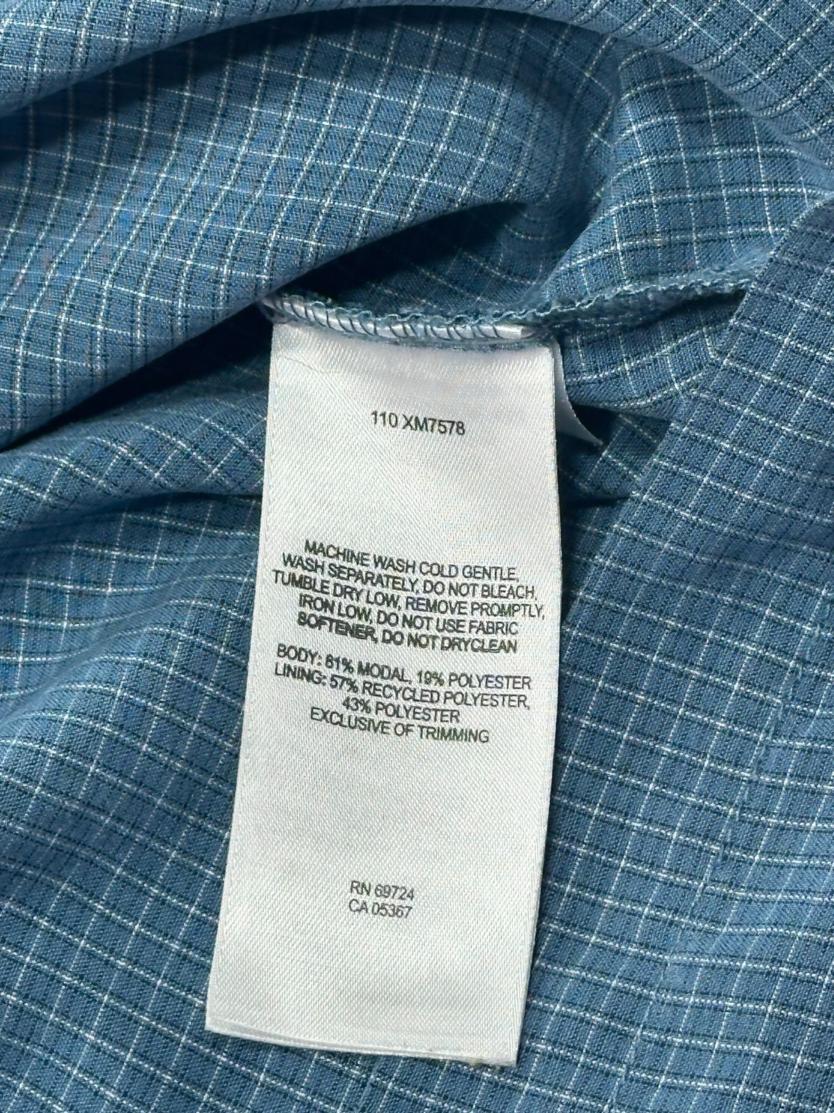 Columbia Checked Pattern Modal/Poly Button Up Blu… - image 7