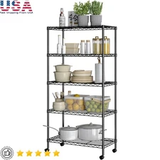 Heavy Duty 5 Tier Adjustable Steel Storage Shelves Garage Office Bathroom New