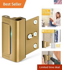 Durable Metal Door Reinforcement Lock - 800 lbs Hold, Stylish Bright Gold Design