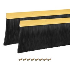 2Pcs Door Brush Bottom Sweep H-Shape 4.7" PP Brush (35" L, Golden)