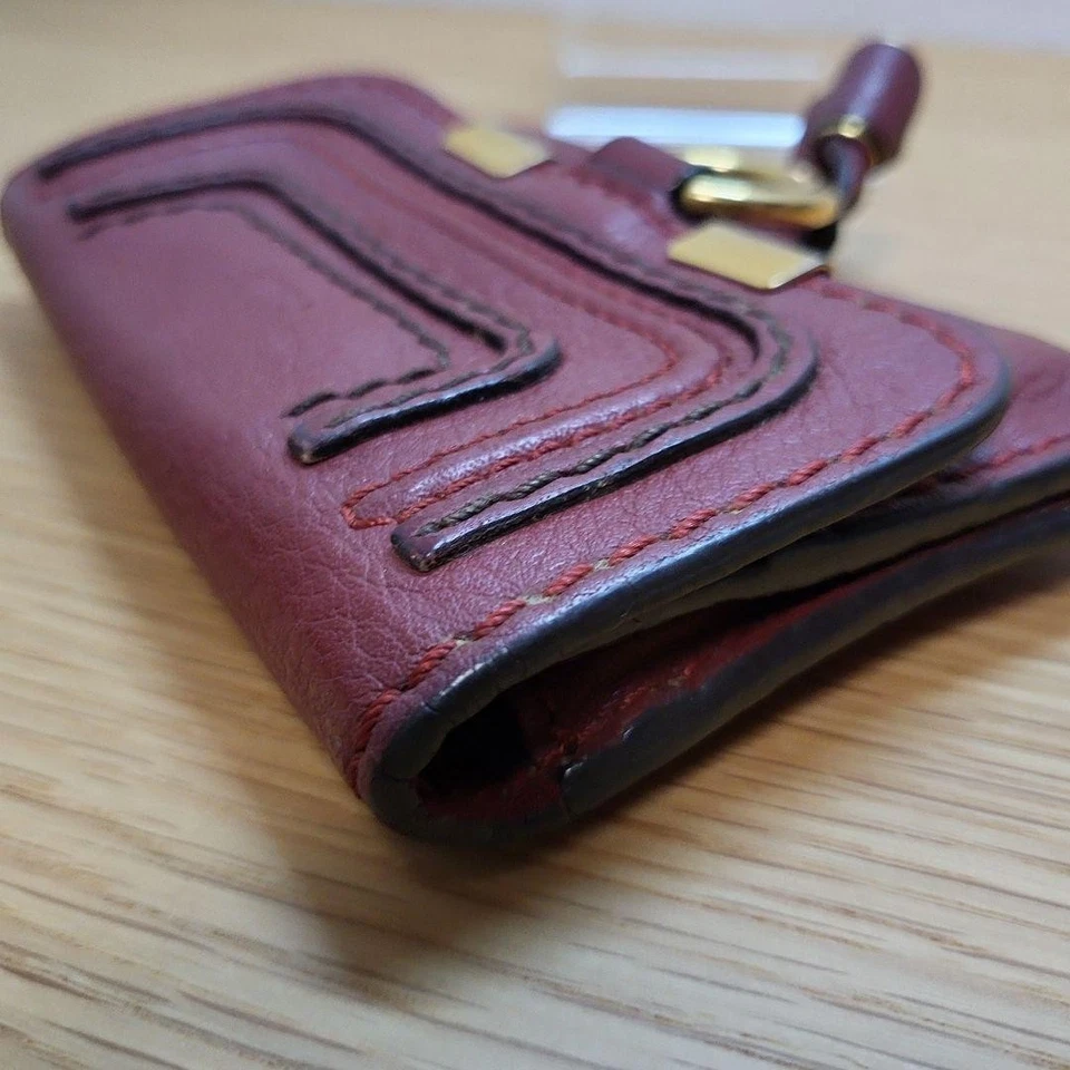 Auténtica billetera cuadrada roja Chloe Marcy Foto 3 de 4