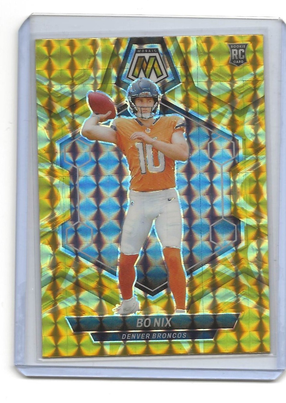2024 Panini Mosaic Reactive Yellow Mosaic Bo Nix RC #312 Denver Broncos