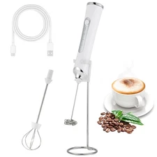 Handheld Electric Milk Frother with 2 Heads, Coffee Whisk Foam Mixer with USB...