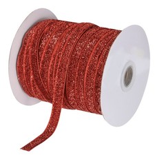 Metallic Glitter Velvet Ribbon 3/8 Inch x 50 Yard Gift Wrapping Red