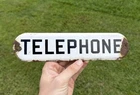 New ListingVintage 1950s Porcelain Telephone Sign Advertising Strip Sign Patina
