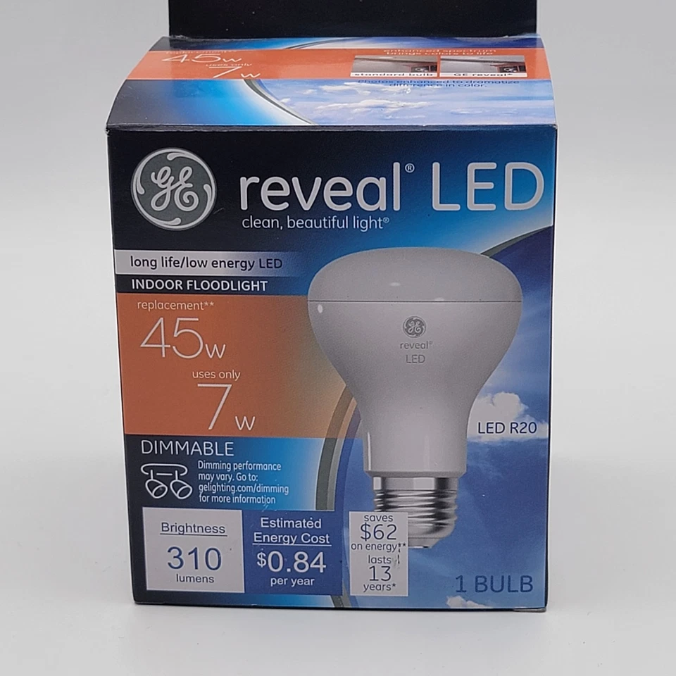 GE Reveal LED Indoor Floodlight Bulbs R20 2 Single Packs Dimmable - Image 2 of 4