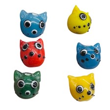 Kitty Cat Ceramic Round Beads 15mm Multi-Color 6 Beads