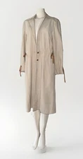 vtg 70s 80s LANVIN Leather Over Coat /Trench Coat Wmns Sz S/M, see measurements*
