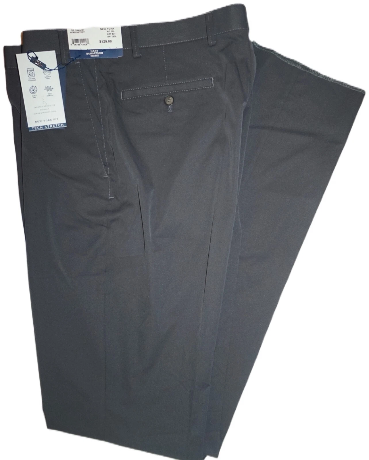Hart Schaffner Marx Dress Pants 36R New York Fit Med. Blue Tech Stretch NWT