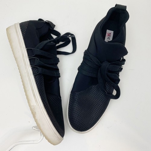 Steve Madden Lancer Mesh Wrap Lace Up Platform Sneakers Womens 10M Black