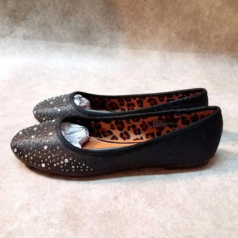 HotCakes Womens Gusto Size 4 Black Rhinestones Slip On Ballet Flats - Image 4 of 4