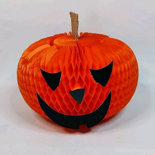 Vintage Hallmark Halloween Jack-O-Lantern Waben Seidenpapier Kürbis 8 Zoll