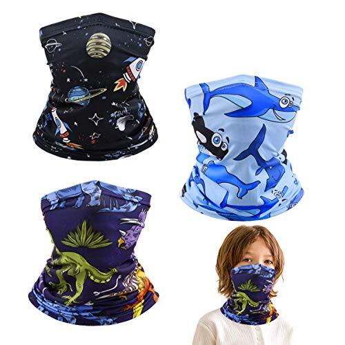 3Pcs Kids Neck Gaiter Half Face Protective Masks Washable Black Size Medium 3Pcs Kids Neck Gaiter Half Face Protective Masks Washable Black Size Medium