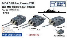 BUNKER IJN70127 1/700 MAYA 20,3 cm torrette 1944 stampa 3D set 4 pezzi