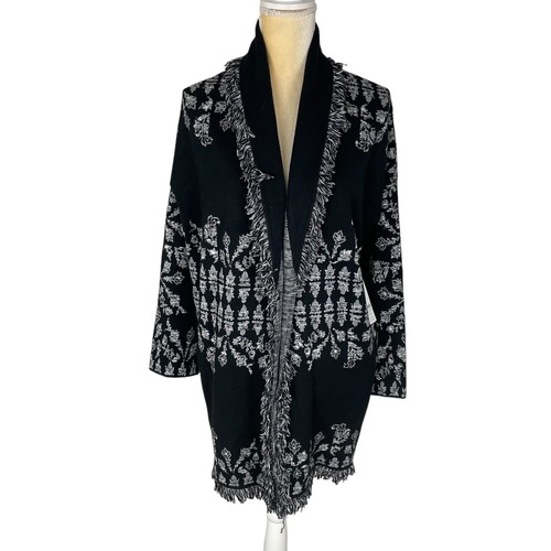 NWT Chico's Black White Medallion Print Shawl Cardigan Long Sleeve Chico’s 4 XXL