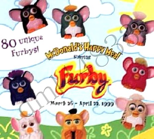 1999 McDonalds Furby MIP Complete Set - Lot of 8, Boys & Girls, 3+