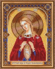 Bead Embroidery Kit on Natural Art Canvas: Icon of the Mother of God Helper in