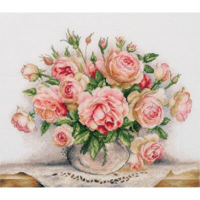 Panna Kreuzstich Set ''Golden Series Rosenstrauß'', Zählmuster, 27x23cm
