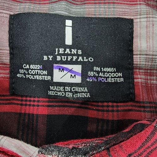 Buffalo David Bitton Makson Bordeaux Plaid Stitched Button Up Shirt M - Picture 9 of 9