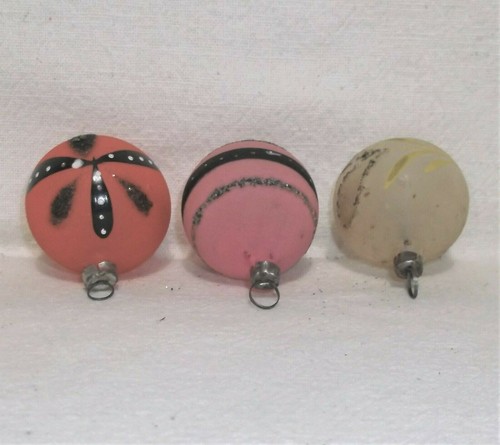 Tres adornos navideños de mini vidrio vintage con brillo sin marcar - Imagen 4 de 4