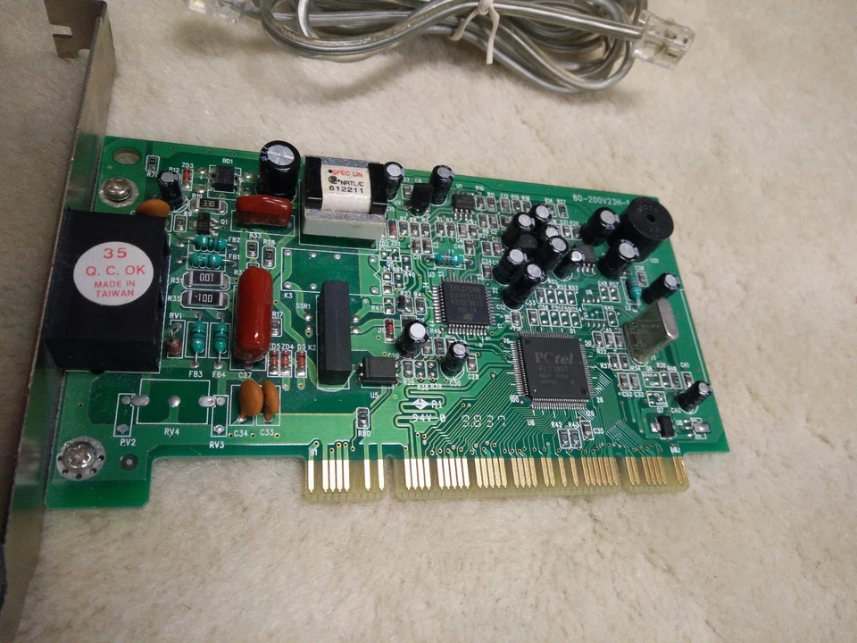 Askey / Pctel PCT789T PCI 56K V.92 Fax Modem V1456VQH-P1 WITH RJ-11 CABLE - Image 3 of 4