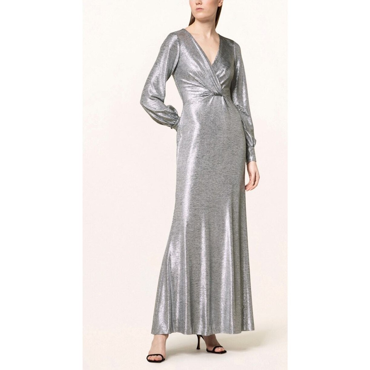 silver metallic evening dress A-line Maxi Metallic Formal Dress COCOMELODY CS0648, Pale Pink main image 1