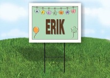 ERIK WELCOME BABY GREEN 18 in x 24 in Yard Sign Road Sign with Stand