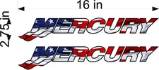 Mercury Marine Decals USA / PAIR Logos / 16" Vinyl Vehicle Watercraft Graphic