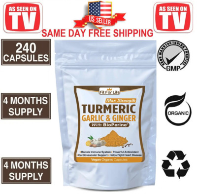 240 xCapsules Turmeric Curcumin 95% with Garlic, Ginger & BioPerine