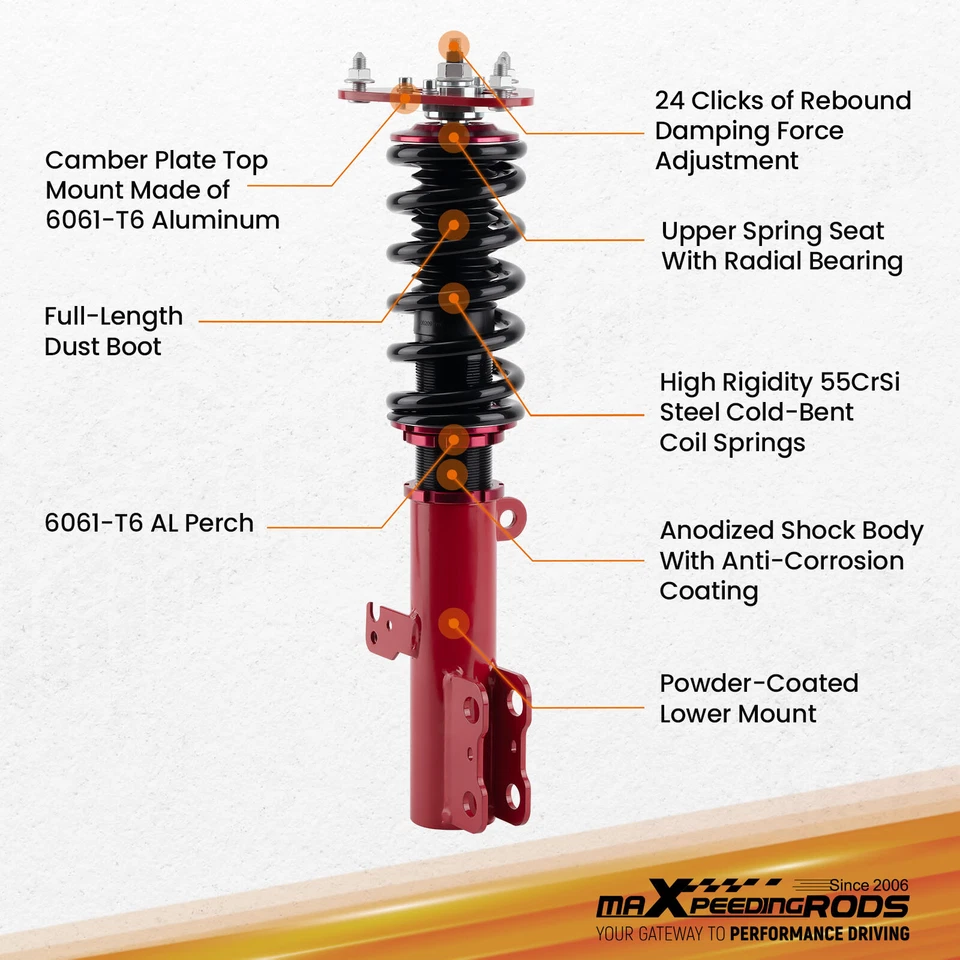 Kits de bobinadores amortiguadores de 24 niveles para puntales de choque Scion tC 1ª generación 2005-2010 Foto 3 de 4