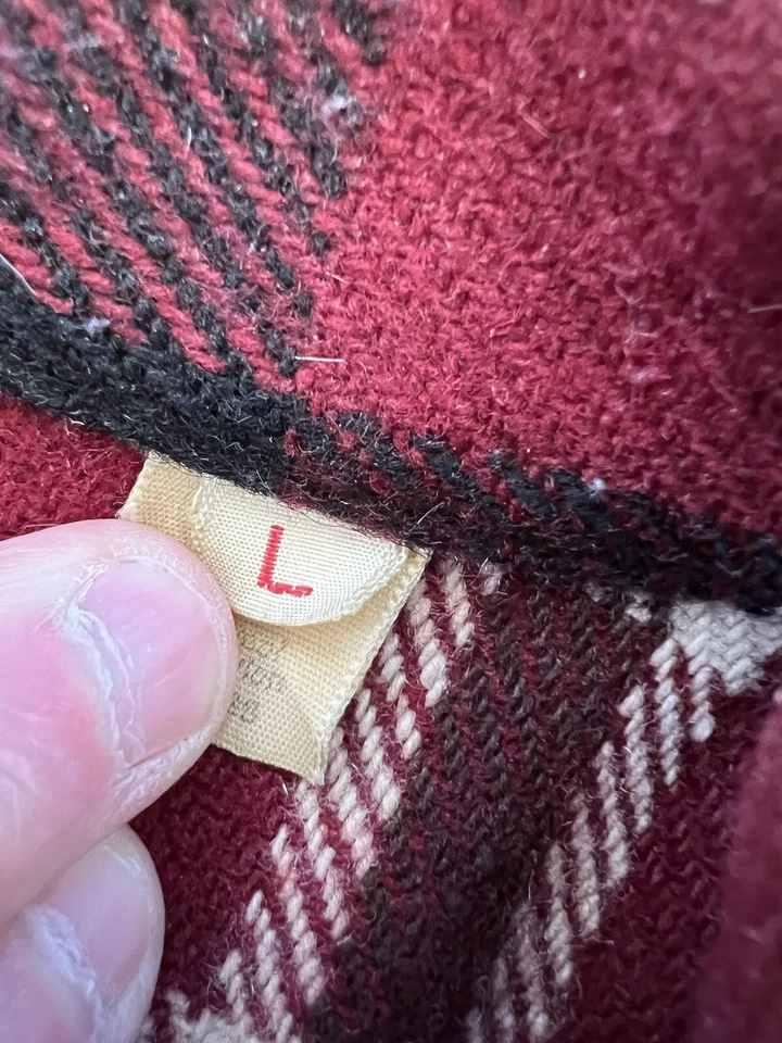Grunge VTG Shacket Red Plaid Wool Nylon Lumberjack Heavyweight Large Outdoors - Изображение 4 из 4