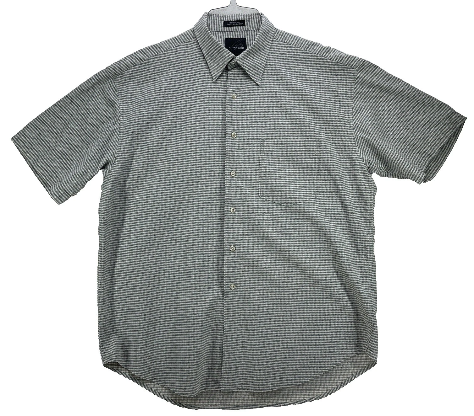 Botón informal a rayas de algodón Bill Blass-Down Shirts for Men