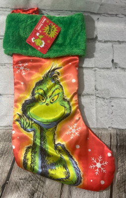 Dr Seuss How The Grinch Stole Christmas 15  Grinch Red And Green  Stocking