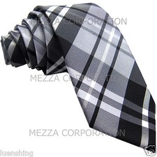 New Men's Vesuvio Napoli plaid 2.5" skinny Neck Tie Necktie only Party Prom Gray