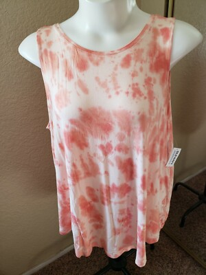 #ad BRAND NEW: Womens OLD NAVY Size XXL Dark Peach Luxe Tie Dye High Neck Tank Top $9.00