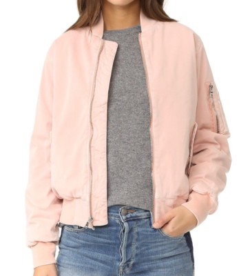 $295 NWT HUDSON SzL GENE ZIP FRONT BOMBER JACKET SUNKISSED PINK DESTRUCTED