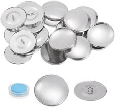 10 Sets Self Cover Button Kit 60L 1.5" 38Mm with Wire Backs Aluminum Buttons to