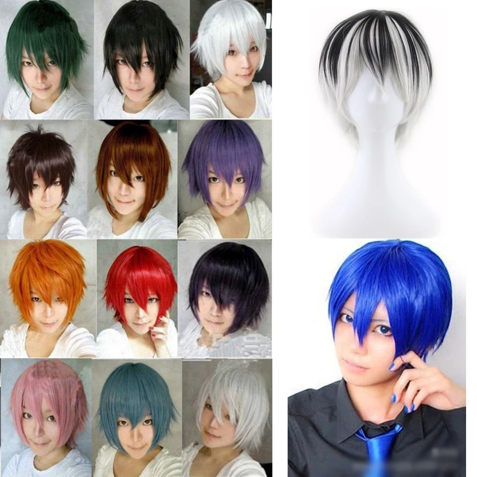 Cool Short Hair Full Wigs Multi-color Cosplay Costume Fashion Anime Party Hair - Image 2 of 2
