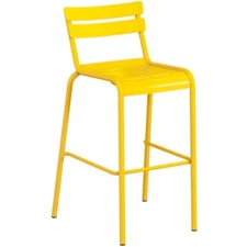 10 PACK Yellow Powder Coated Aluminum Restaurant Barstool Chair For Outdoor