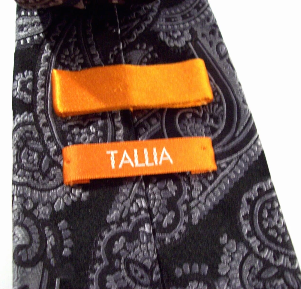 Мужской галстук Tallia 100% шелк, черный серый пейсли - Изображение 4 из 4