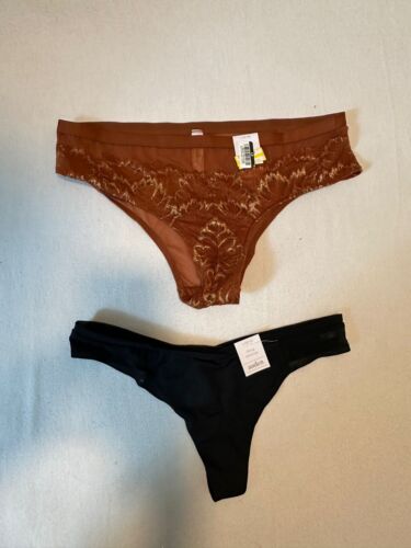 Auden Women's Underwear Thong Micro mesh/underwear pull on 2pk Size L