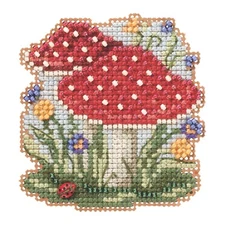 Red Cap Mushrooms Beaded Cross Stitch Kit Mill Hill 2020 Autumn Harvest MH182024