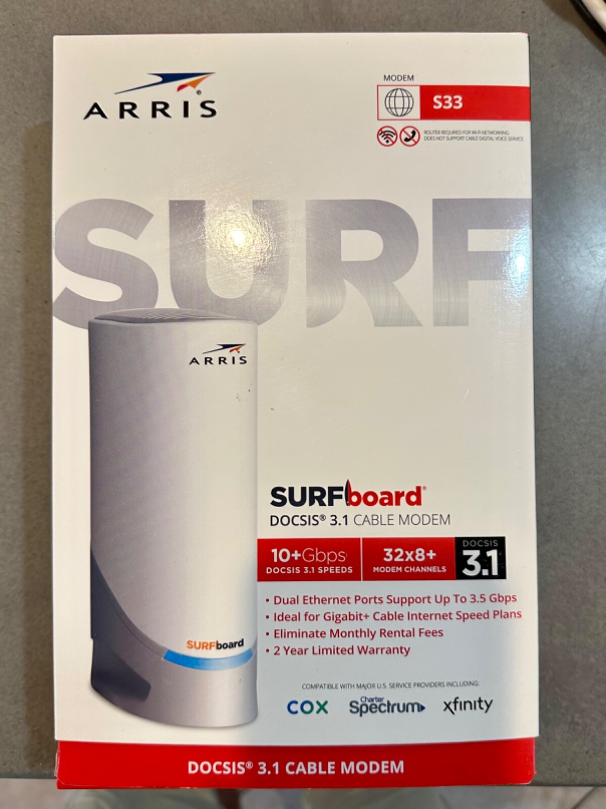 ARRIS S33 Cable Modem 2.5 Gbps MINT CONDITION DOCSIS 3.1