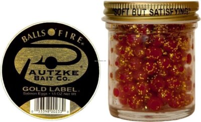 Pautzke Balls O'Fire Salmon Eggs Gold Label Glitter 1.5oz Red PGOLDL