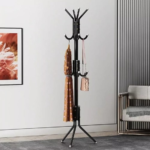 COAT STAND GARMENT RACK METAL COAT JACKET UMBRELLA HANGER STANDING 12 HOOK RACK - Picture 13 of 17